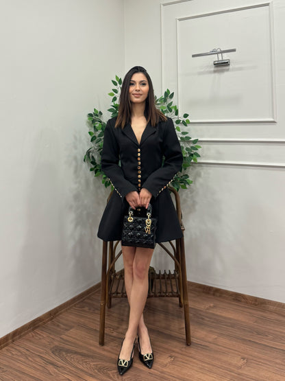 Monro Premium Siyah Blazer Elbise