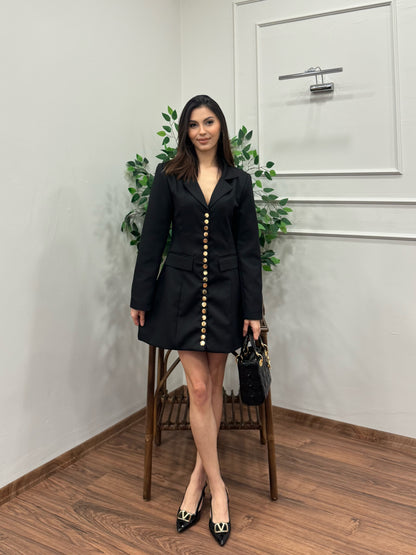 Monro Premium Siyah Blazer Elbise
