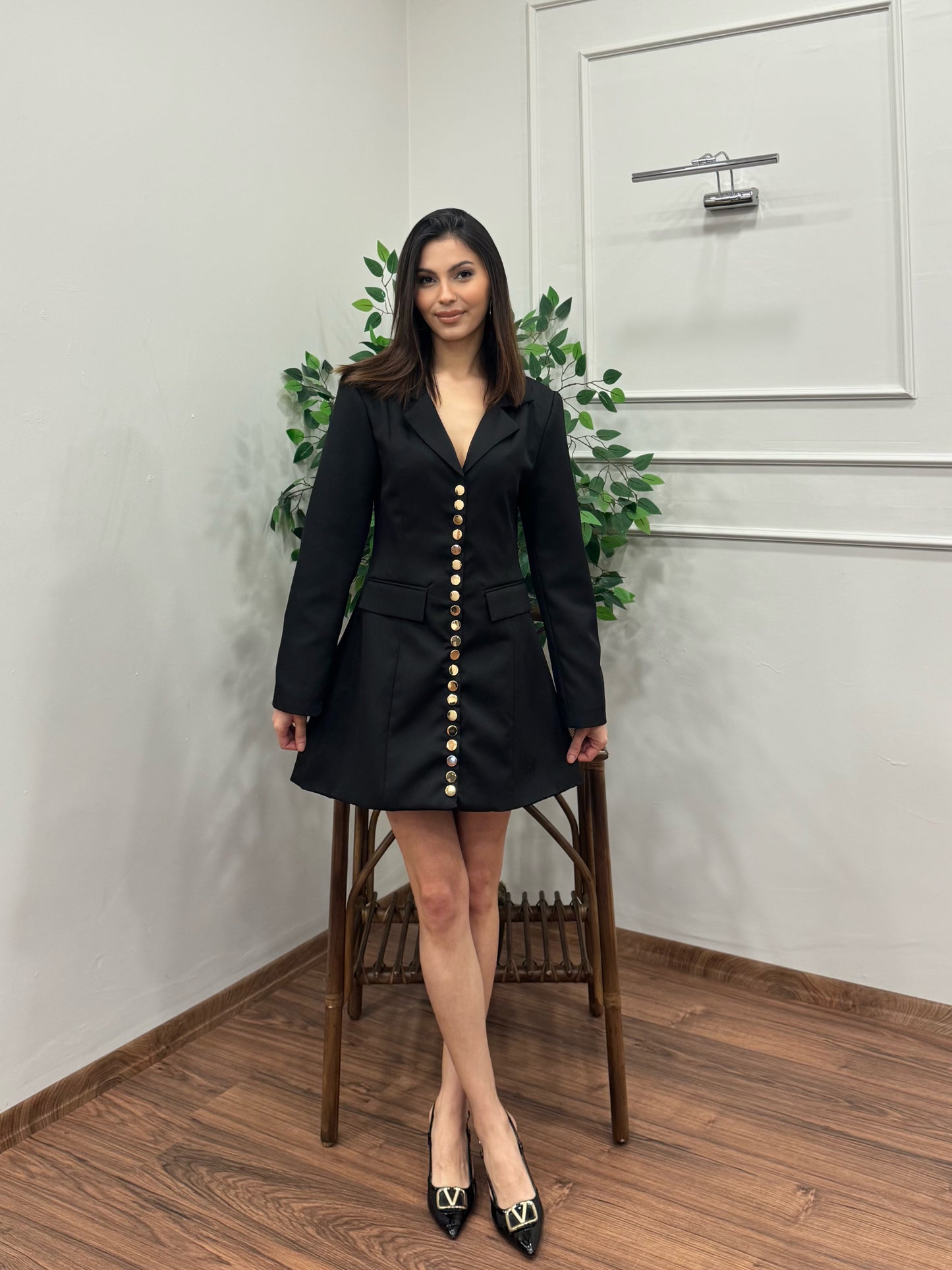 Monro Premium Siyah Blazer Elbise