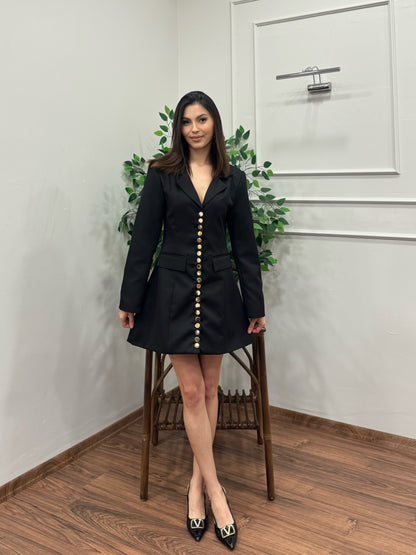 Monro Premium Siyah Blazer Elbise