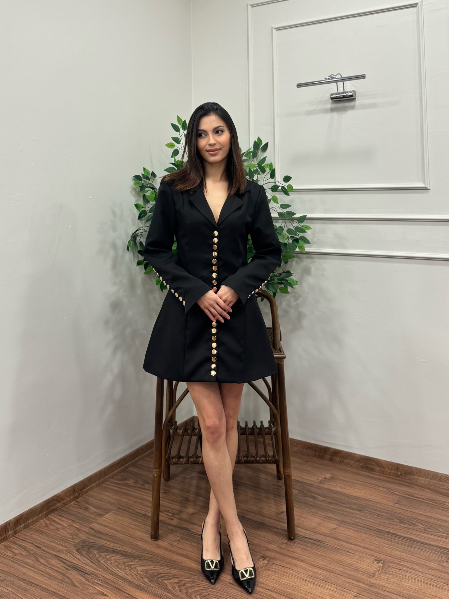 Monro Premium Siyah Blazer Elbise