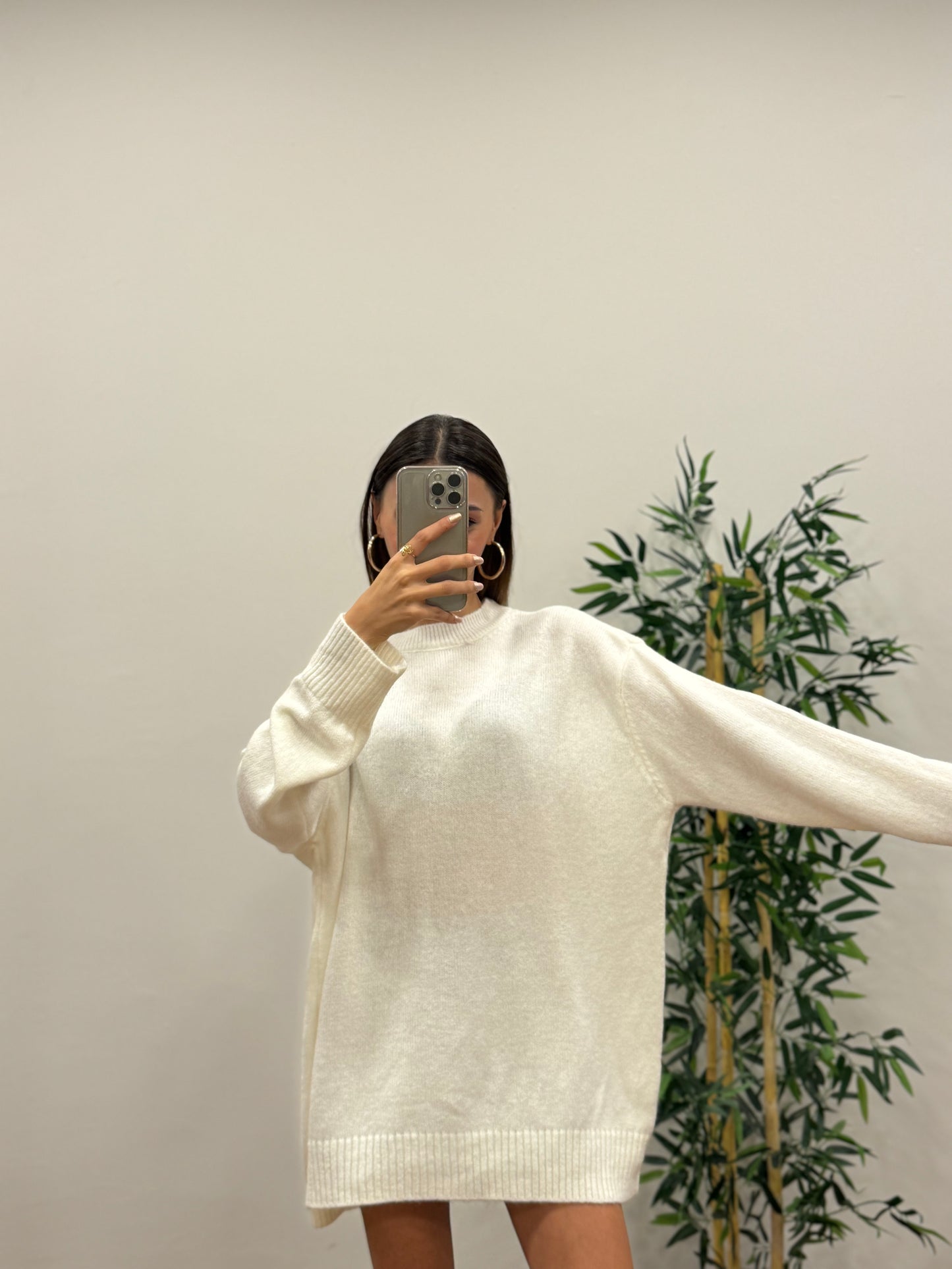 Massi Oversize Beyaz Kazak