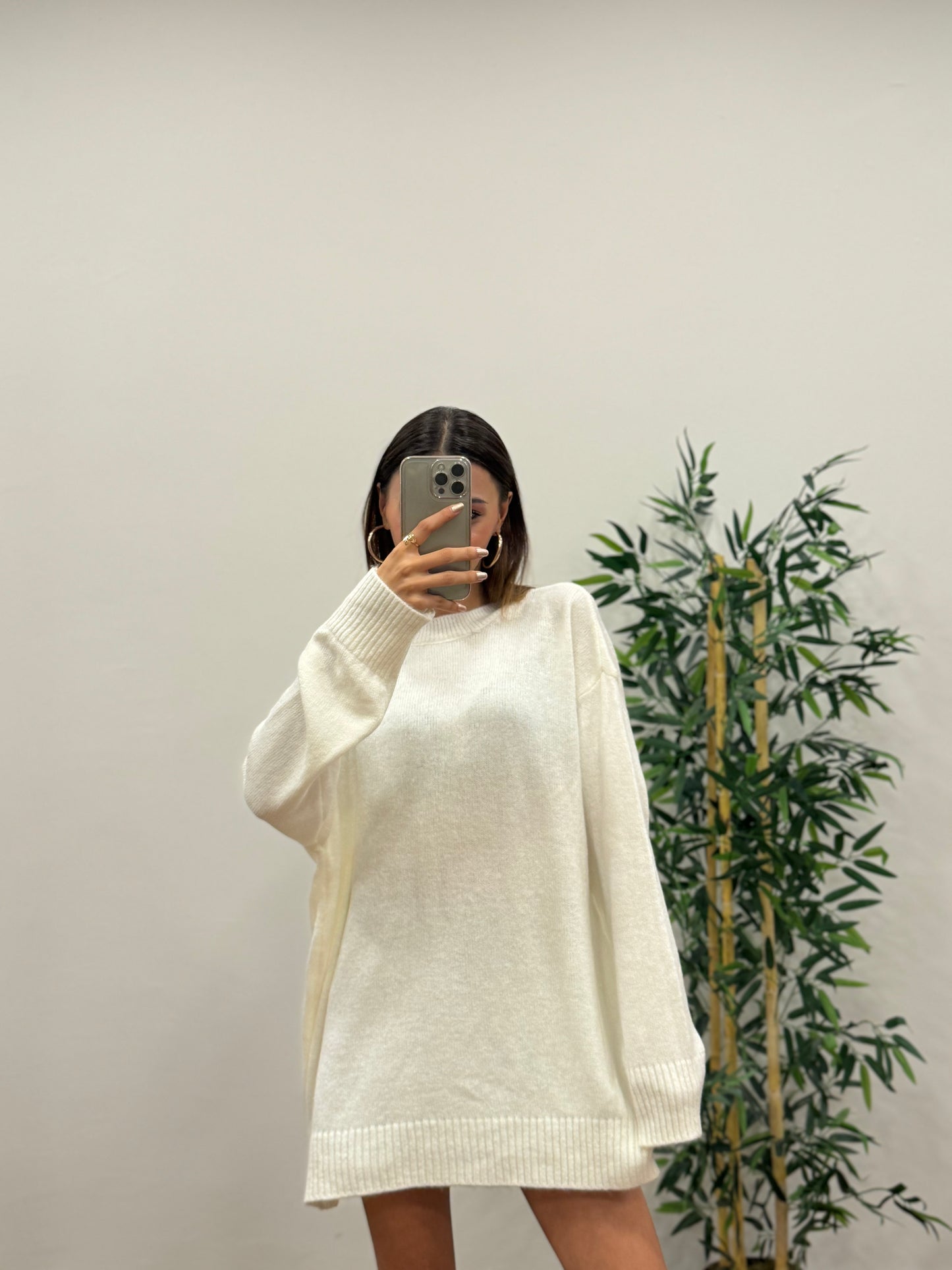 Massi Oversize Beyaz Kazak