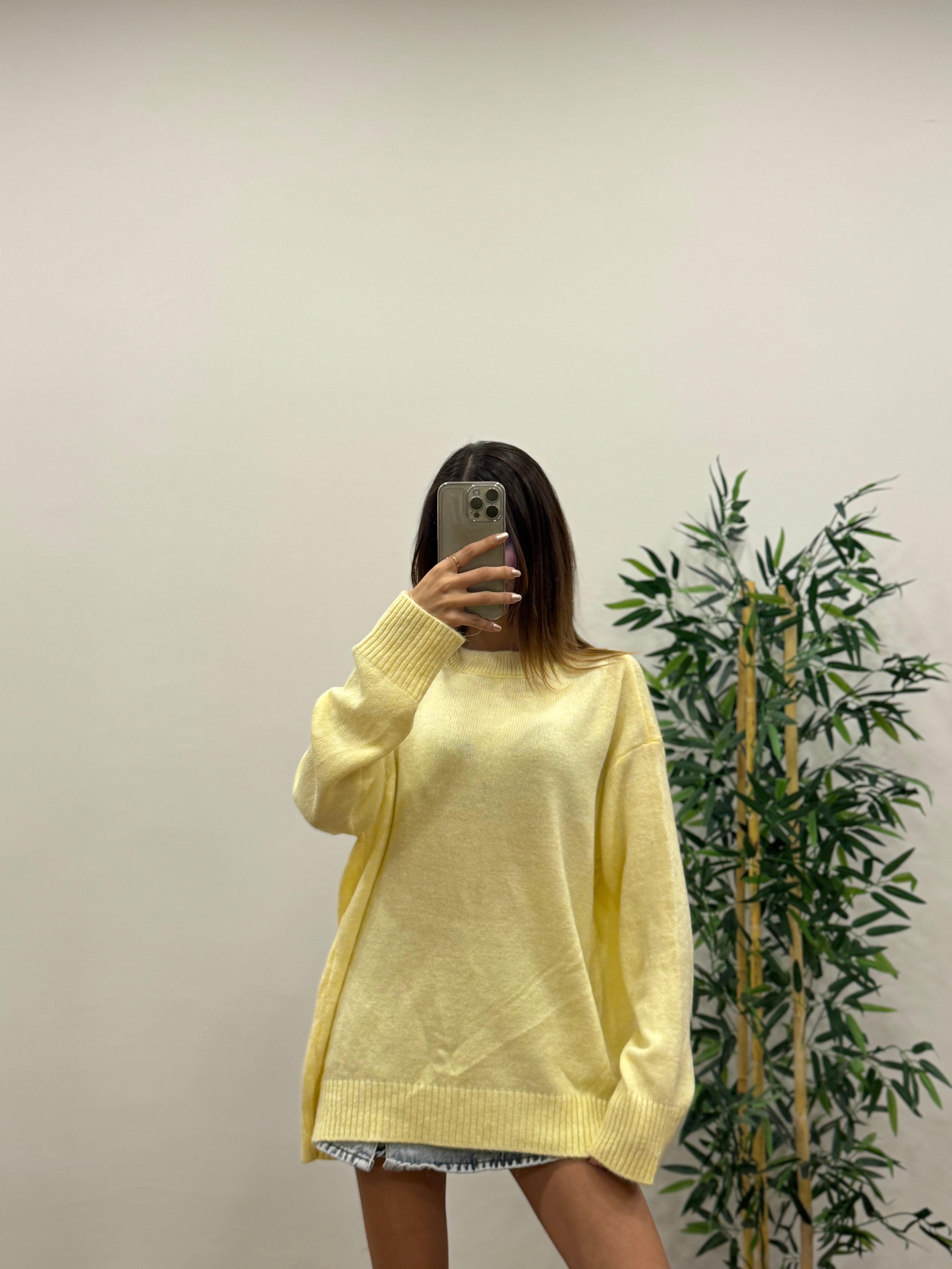 Massi Oversize Limon Sarı Kazak