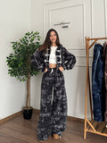 Kira Nakış İşleme Siyah Batik Takım