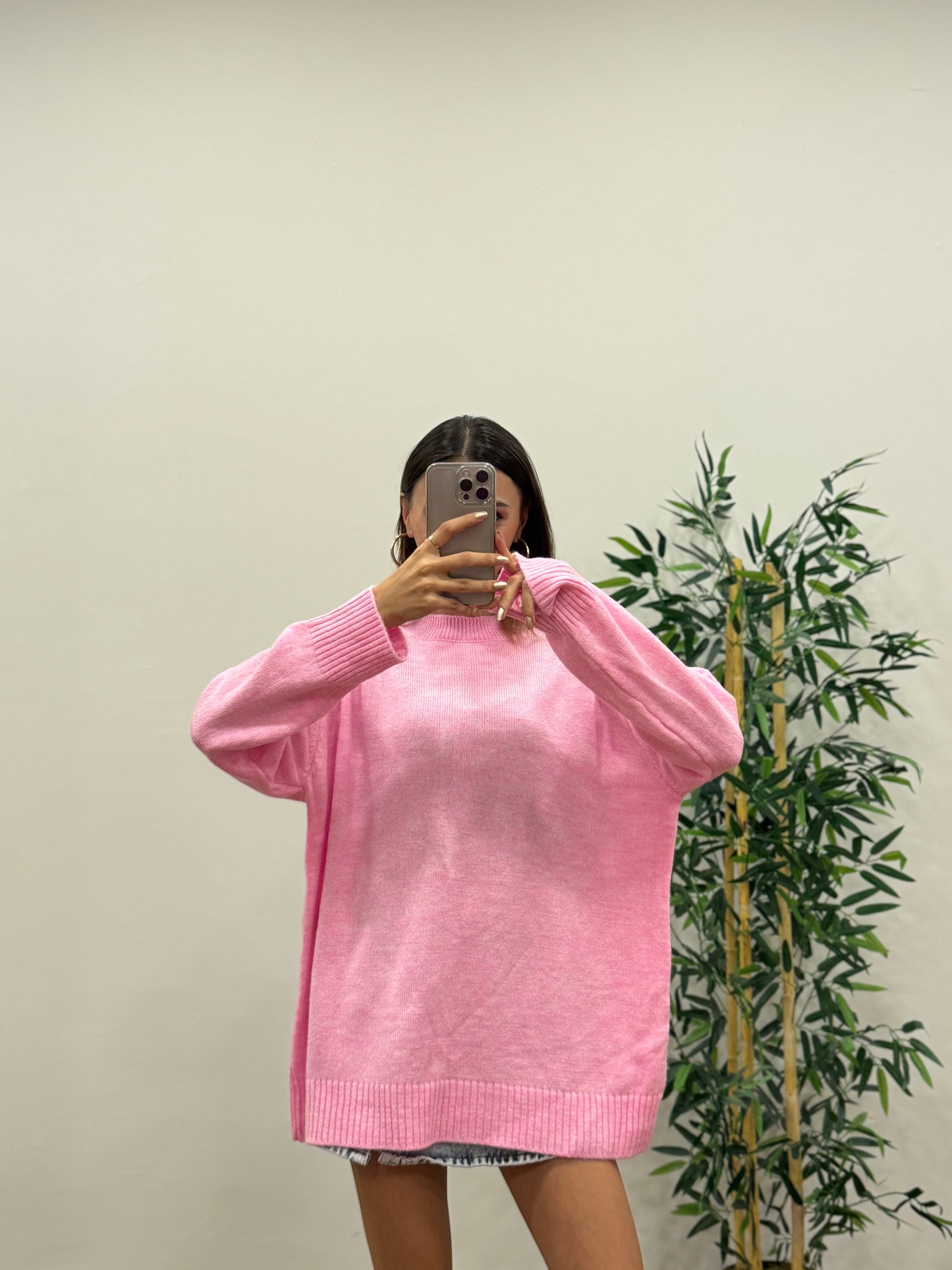 Massi Oversize Şeker Pembesi Kazak