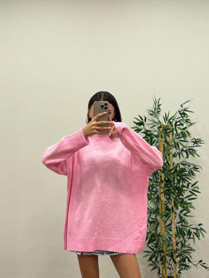 Massi Oversize Şeker Pembesi Kazak