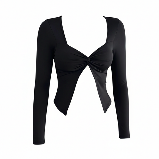 Burgu Detay Siyah Bluz