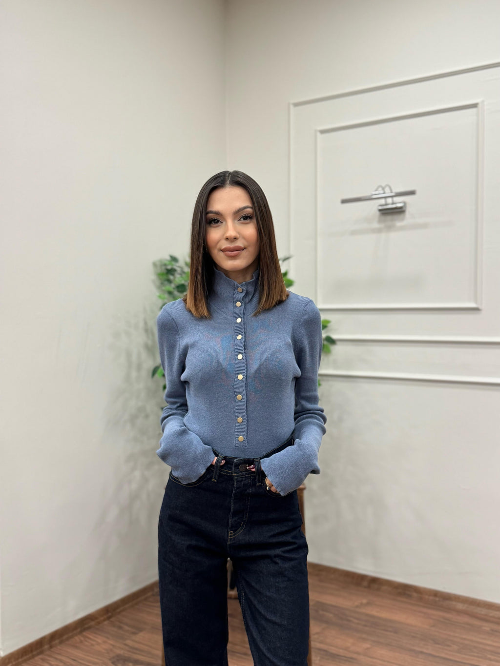 Cozy Triko İndigo Bluz