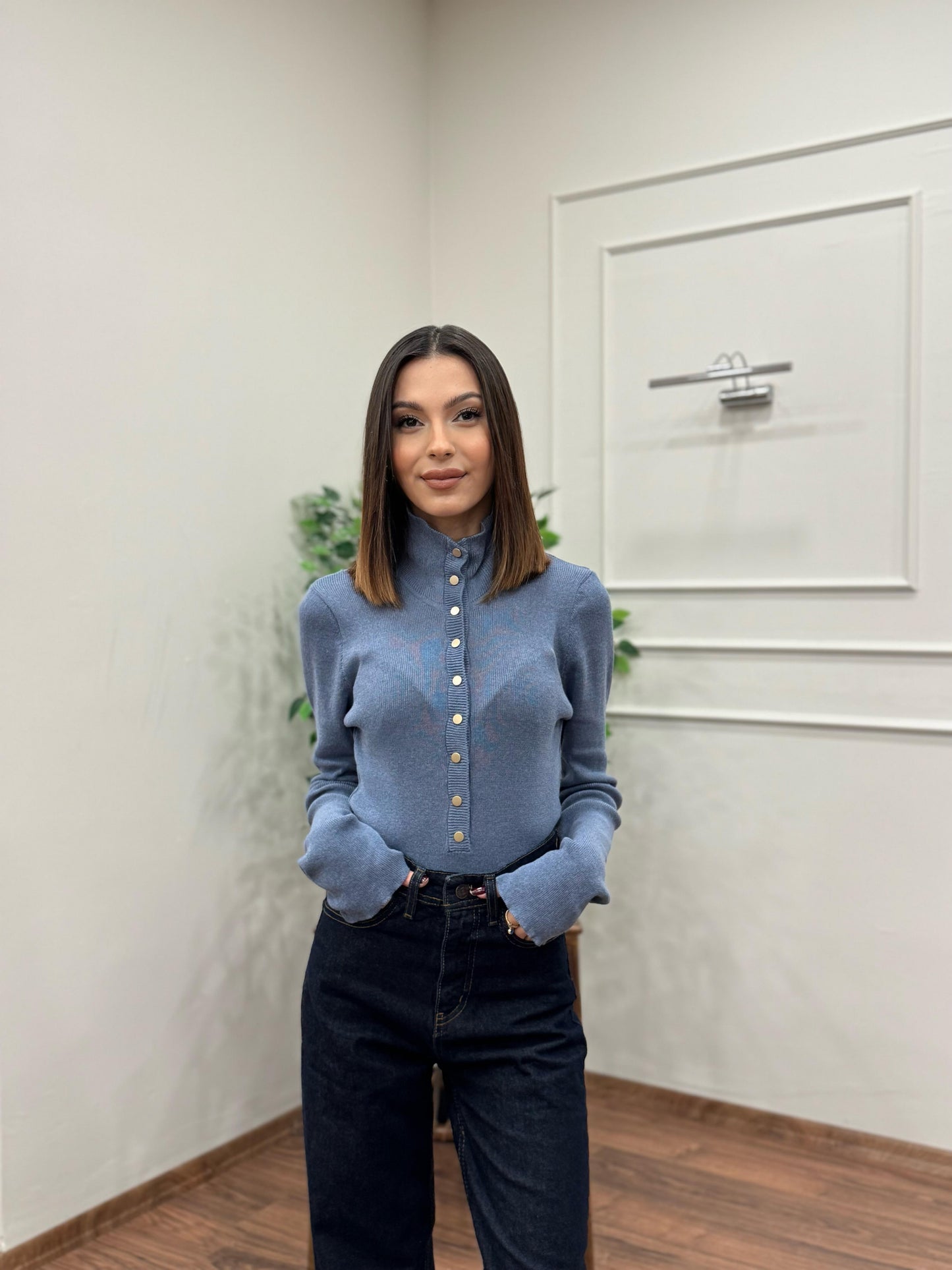 Cozy Triko İndigo Bluz
