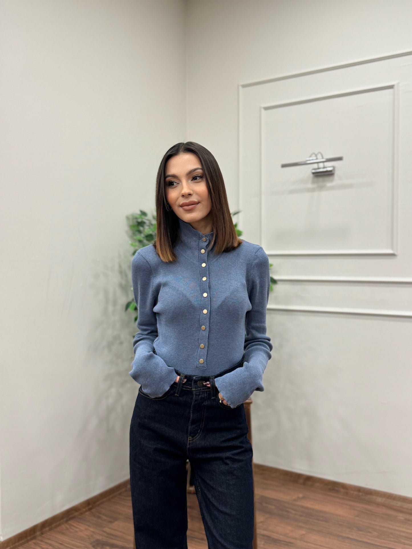 Cozy Triko İndigo Bluz