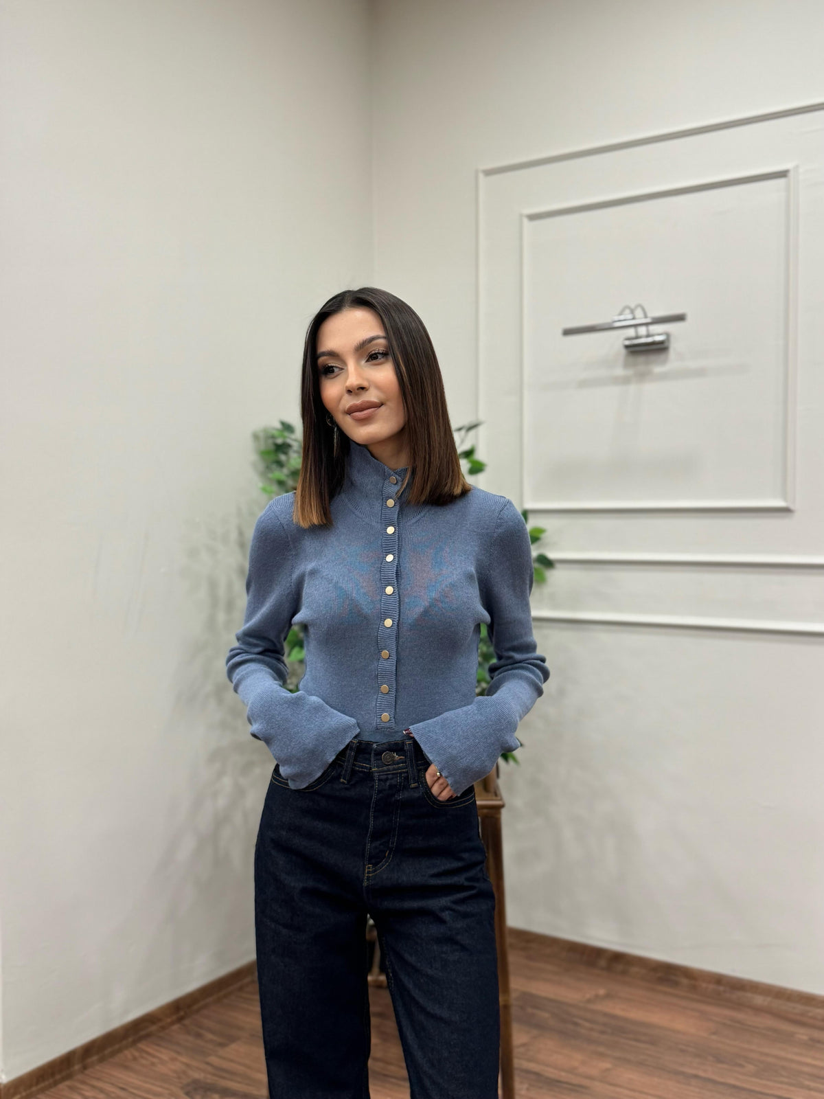 Cozy Triko İndigo Bluz